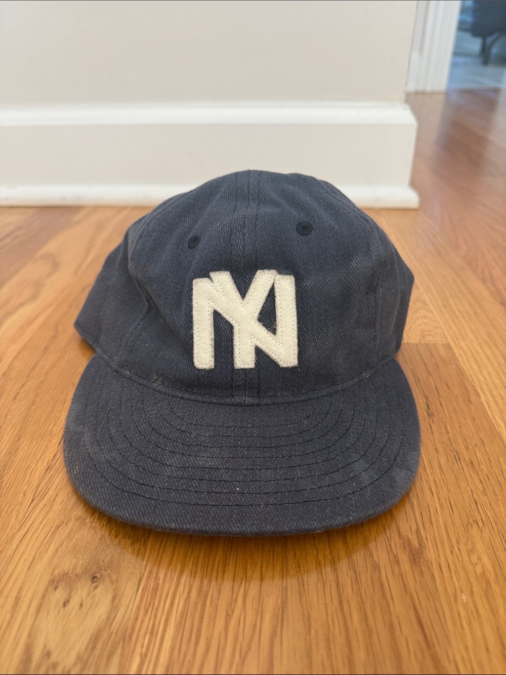 Ebbets Field Flannels NY Yankees Navy Baseball Cap with White Monogram Patch